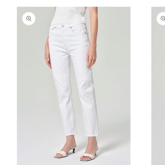 AGOLDE RILEY HIGH RISE STRAIGHT CROP (STRETCH) JEAN IN SOUR CREAM - Picture 2 of 10